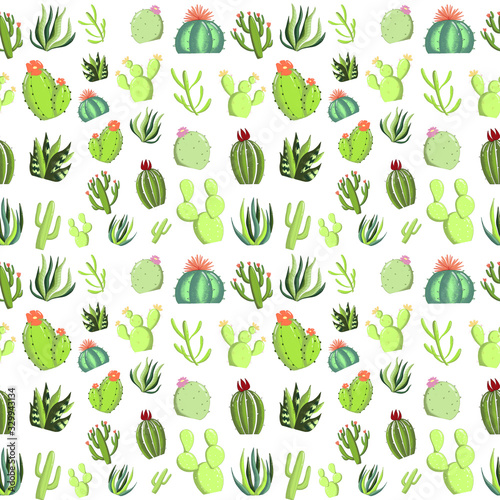 Seamless cactus, succulent ...