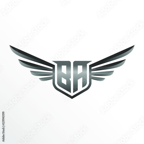 Initial Letter BA with Wings