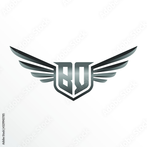Initial Letter BQ with Wings