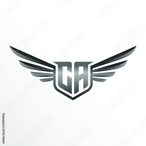 Initial Letter CA with Wings