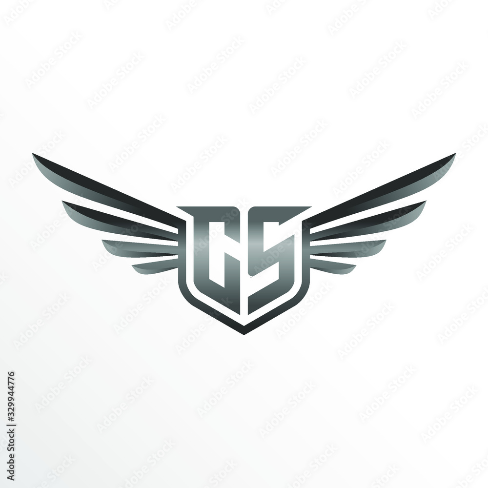 Initial Letter CS with Wings