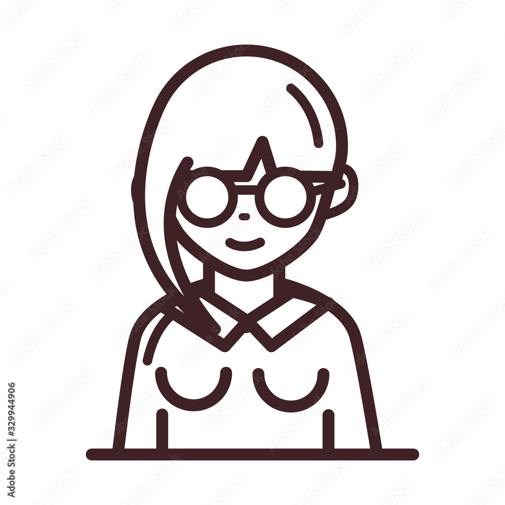 avatar woman female character portrait cartoon line style icon avatar woman female character portrait cartoon line style icon