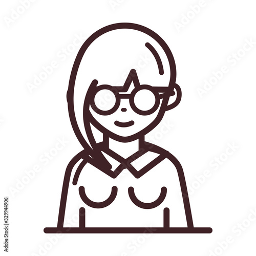 avatar woman female character portrait cartoon line style icon