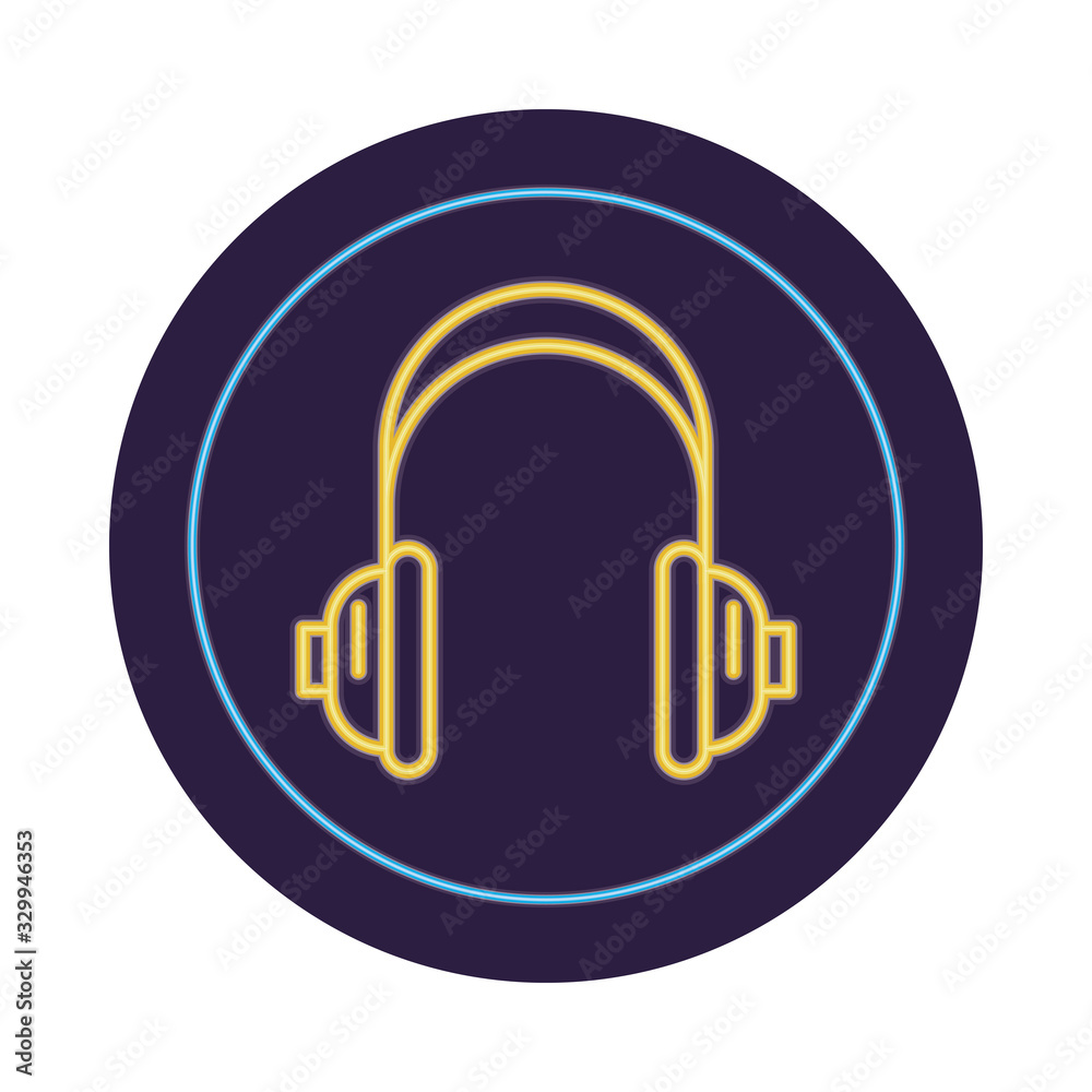 Music headphones device isolated icon Music headphones device isolated icon