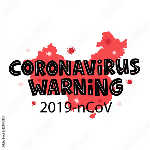 Corona Virus hand drawn vector illustration. Coronavirus warning 2019-nCov lettering