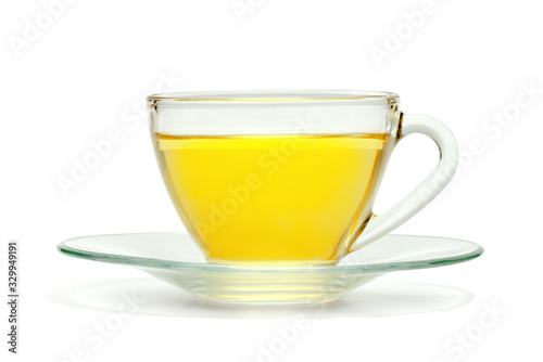 Transparent cup of tea isolated on white background ,include clipping path