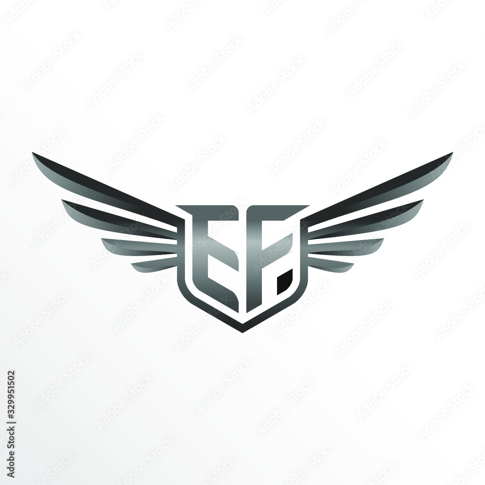 Obraz premium Initial Letter EF with Wings
