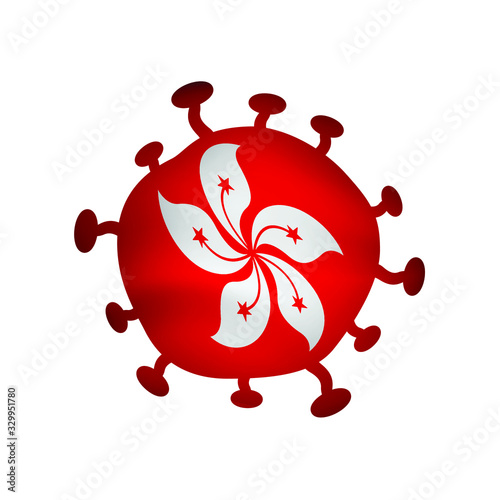 Coronavirus, Covid-19 with Hongkong flag vector, Disease crisis.