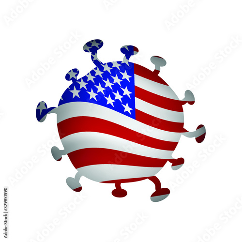 Coronavirus, Covid-19 with USA flag vector, Disease crisis.