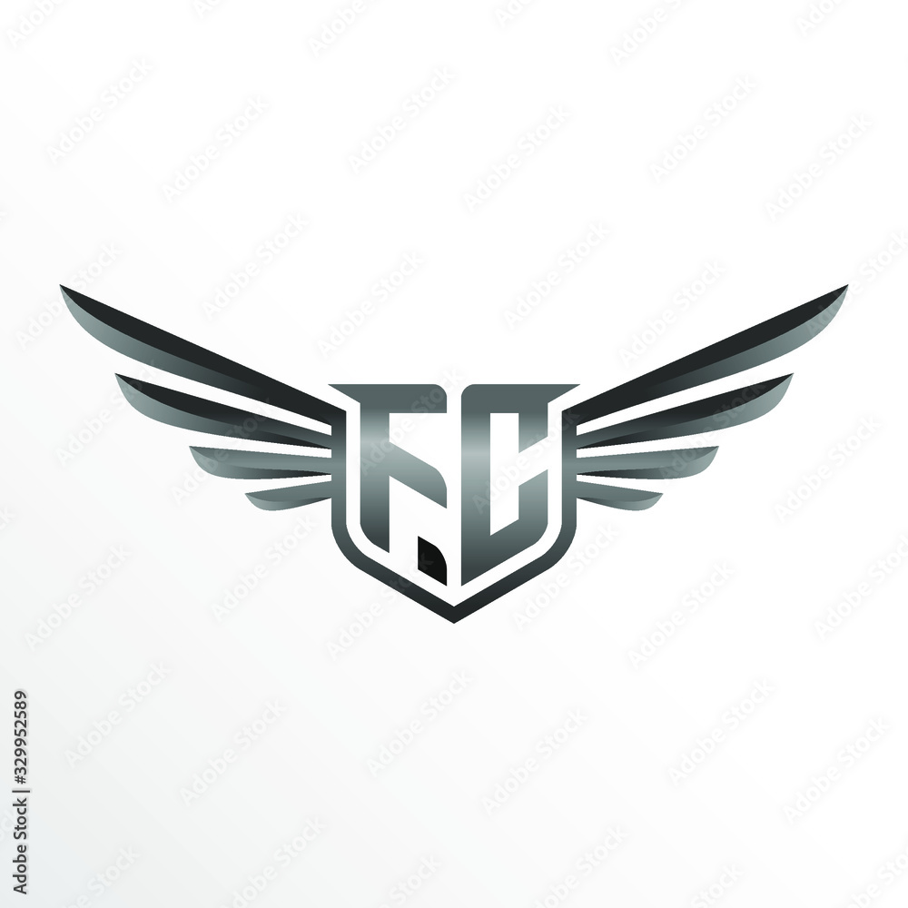 Initial Letter FC with Wings
