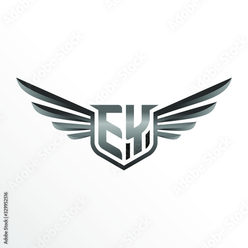 Initial Letter EY with Wings