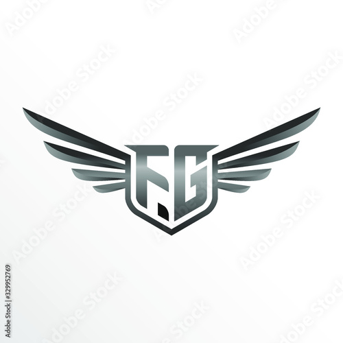 Initial Letter FG with Wings