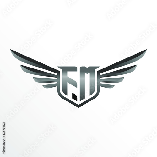 Initial Letter FM with Wings