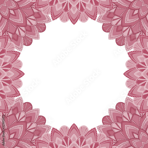 Abstract floral decorative frame for greeting card or invitation in ethnic style