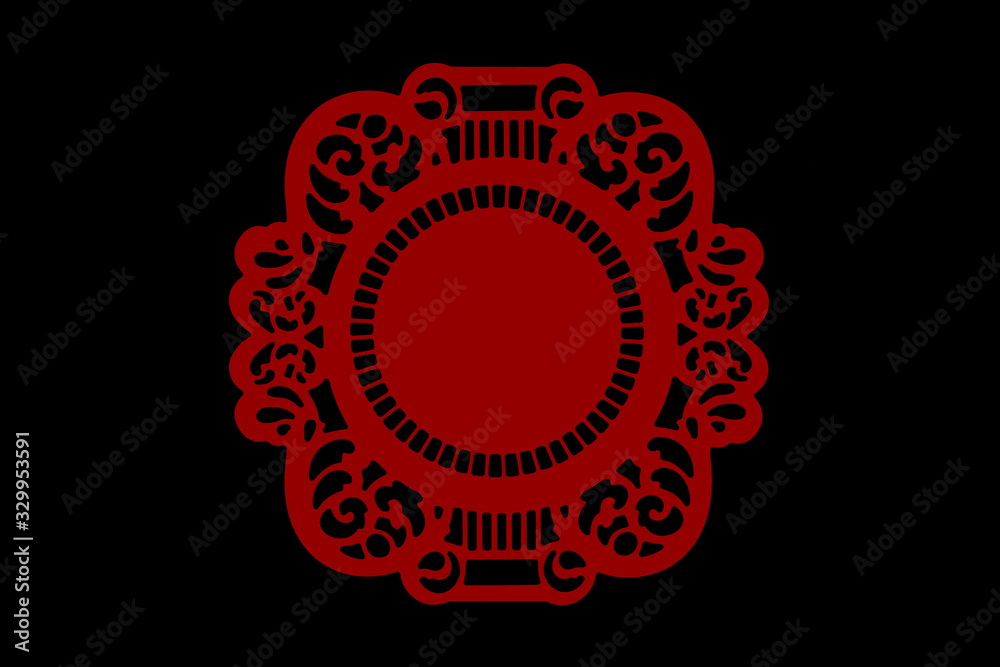 Fototapeta premium Vintage vignettes made in red, isolate on black background