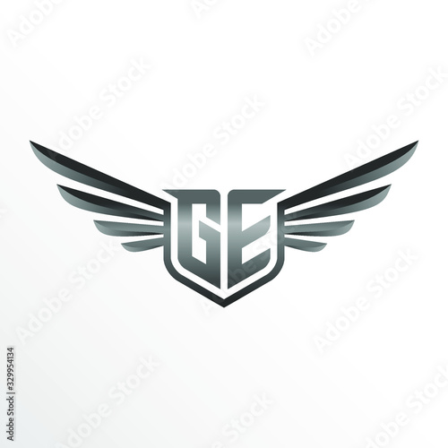 Initial Letter GE with Wings