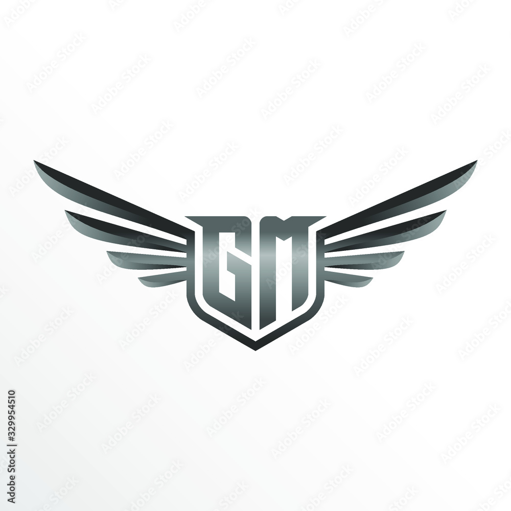 Initial Letter GM with Wings Initial Letter GM with Wings