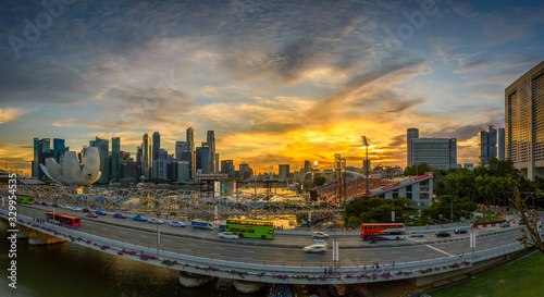 Sunset at Marina bay look from Benjamin Sheares Bridge, Singapore 2018