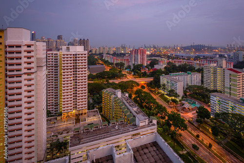 June 24/2018 Skyline at Telok Blangah HDB in dusk, Singapore © Huntergol