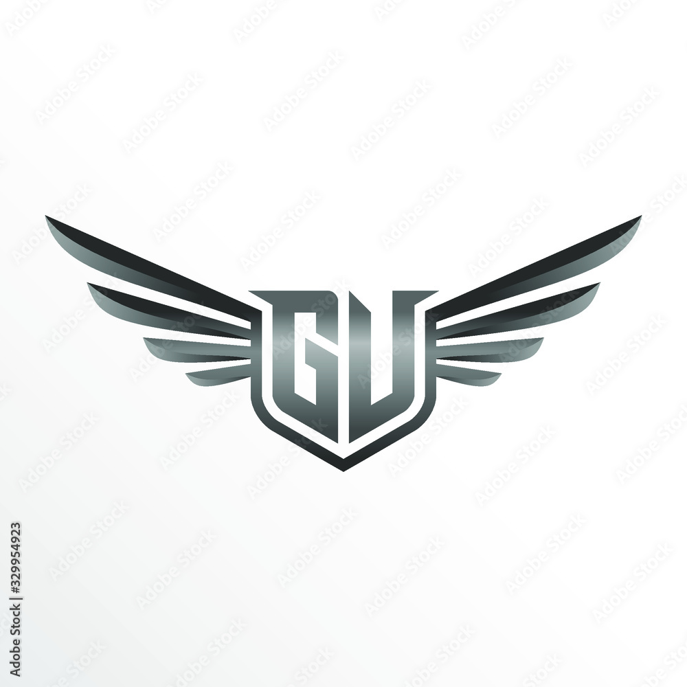 Initial Letter GV with Wings