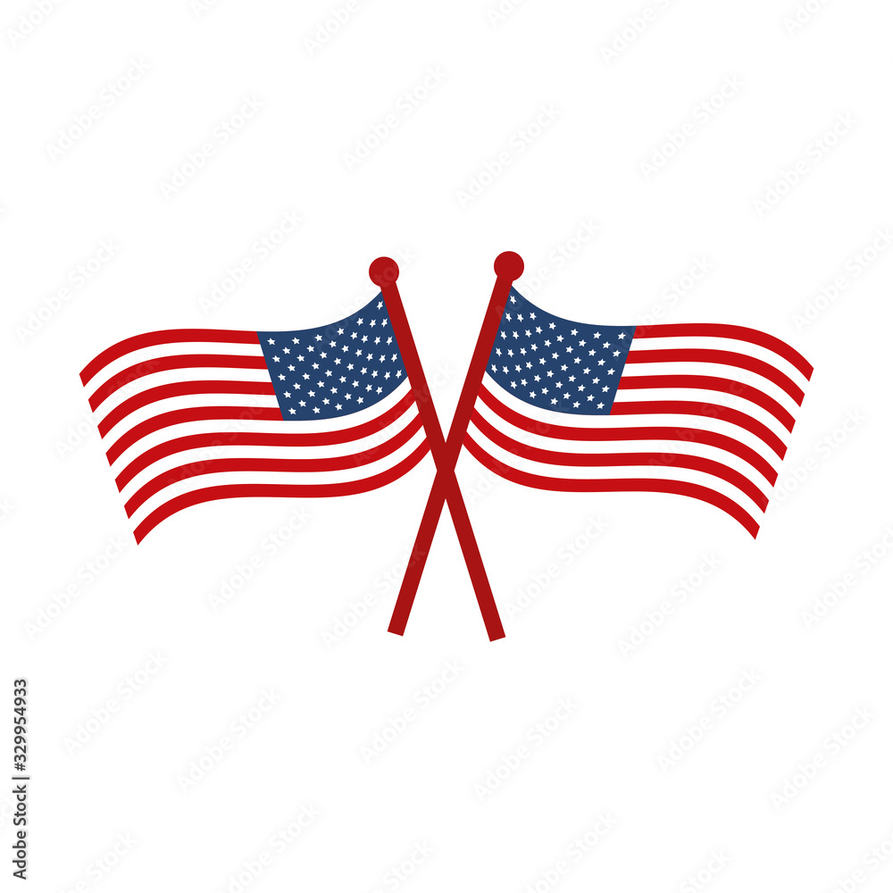 memorial day crossed flags national american celebration flat style icon