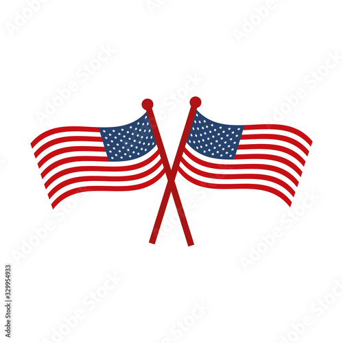 memorial day crossed flags national american celebration flat style icon