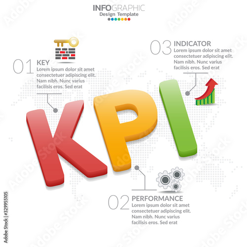Infographic diagram with word KPI. Business concept.