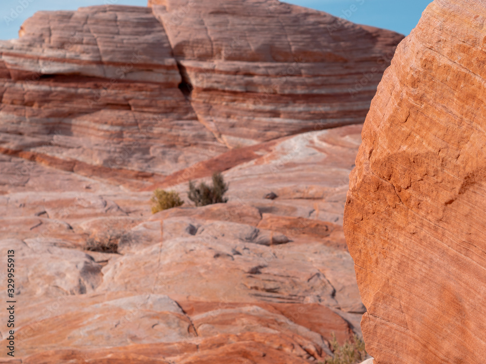 Fototapeta premium Waves of fire in the Valley of Fire. Natural park in which tourists from all over the world will visit.