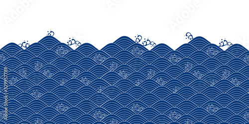 海　波　和紙　背景