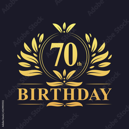 Luxury 70th Birthday Logo, 70 years celebration.