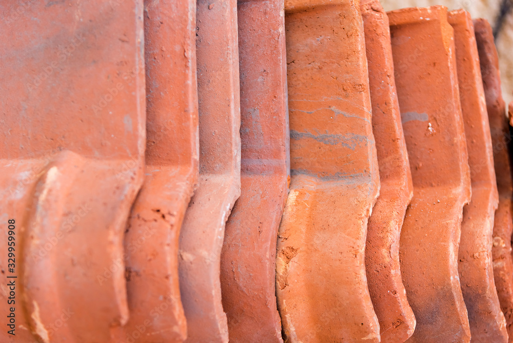 Roof tiles close up