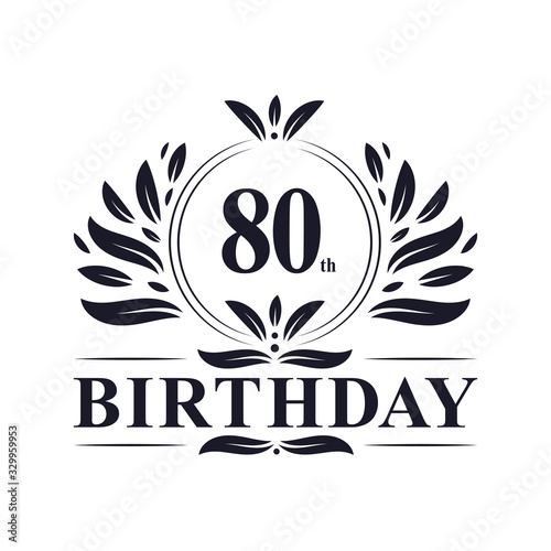 80 years Birthday logo, 80th Birthday celebration.