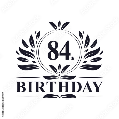 84 years Birthday logo, 84th Birthday celebration. photo