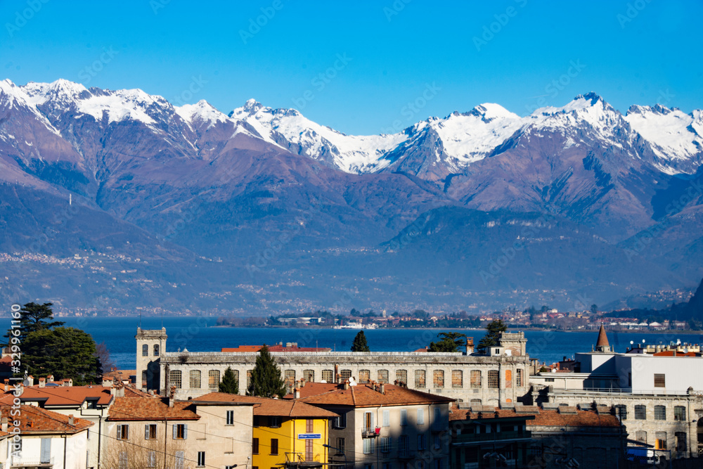Snowy mountains - Lake Como - Varenna - Italy
