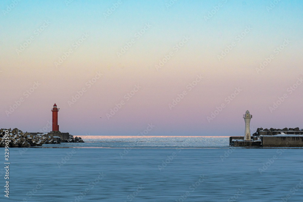 冬の紋別市の風景 / 北海道紋別市
