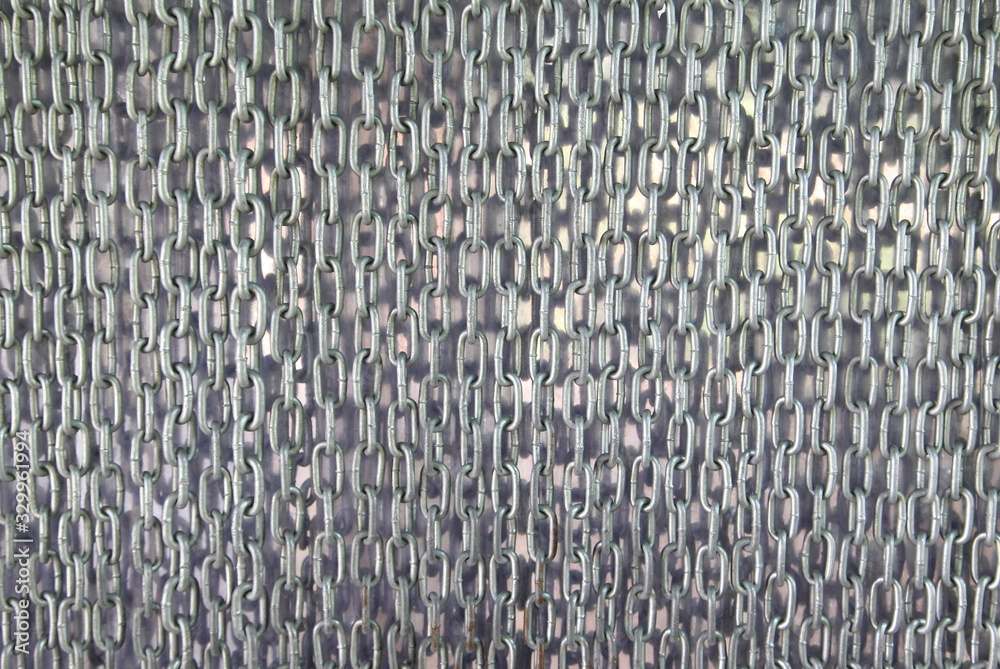 Metal curtain on the entrance of bird park.