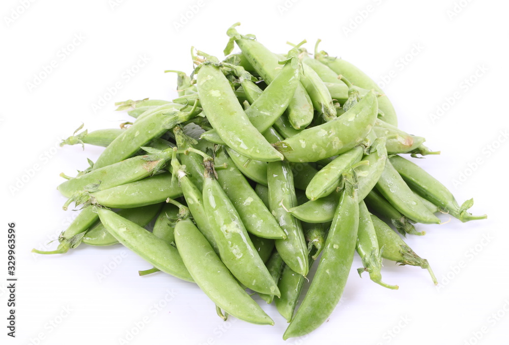 Fresh green peas isolated on white background Fresh green peas isolated on white background
