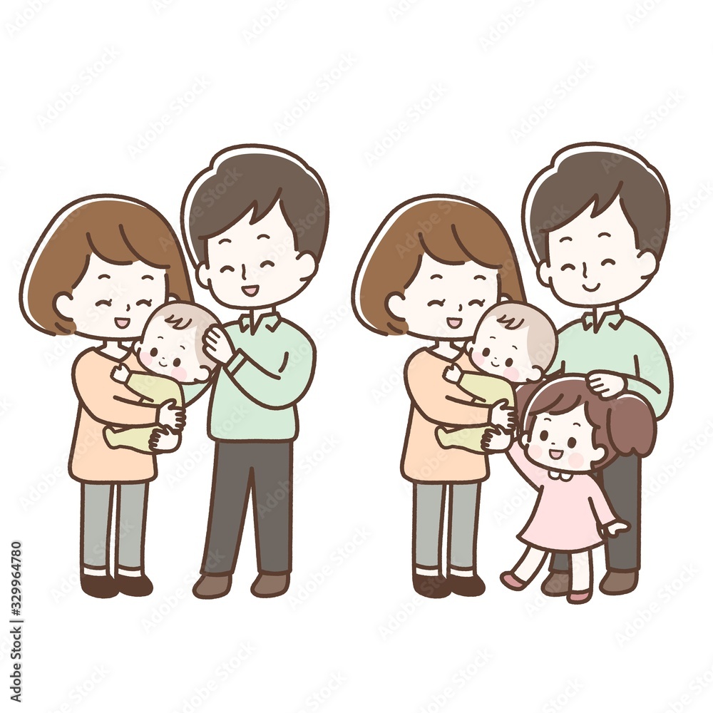 幸せそうな夫婦と赤ちゃんと子供 幸せそうな夫婦と赤ちゃんと子供