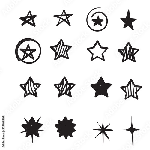 set of stars hand drawn style