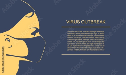 Abstract icon of woman wearing a medical mask