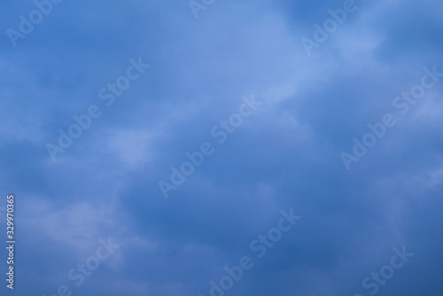 Beautiful blue sky. Clouds are thickening.