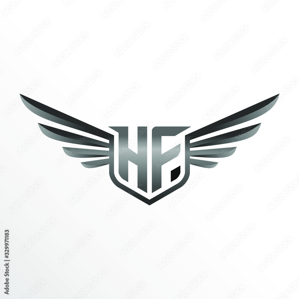 Initial Letter HF with Wings Initial Letter HF with Wings