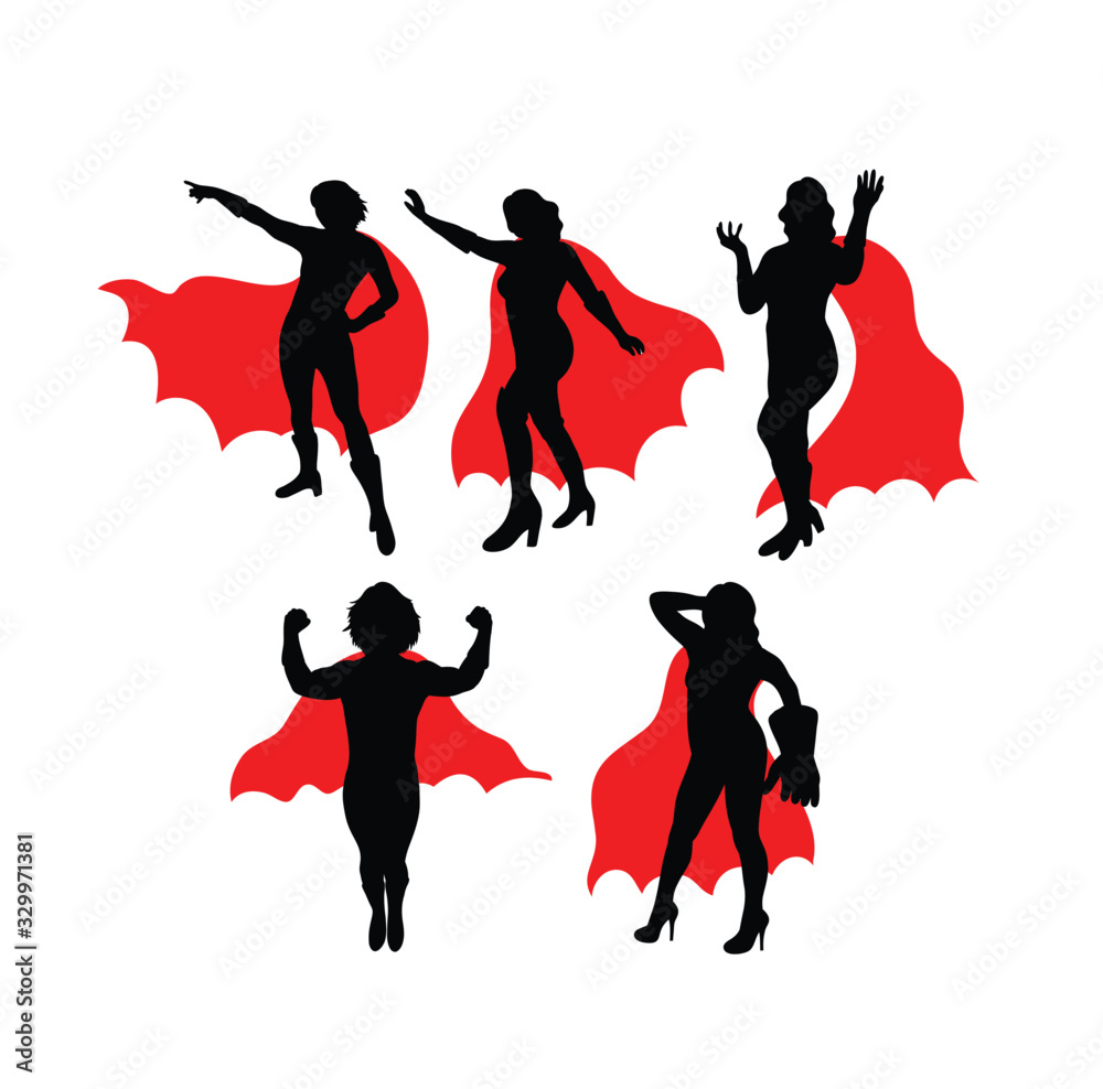 Fototapeta premium Super Girl Silhouettes, art vector design