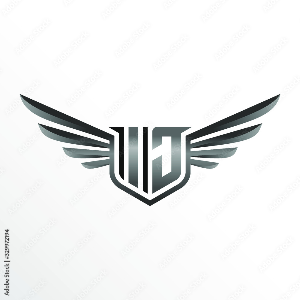 Initial Letter IJ with Wings Initial Letter IJ with Wings