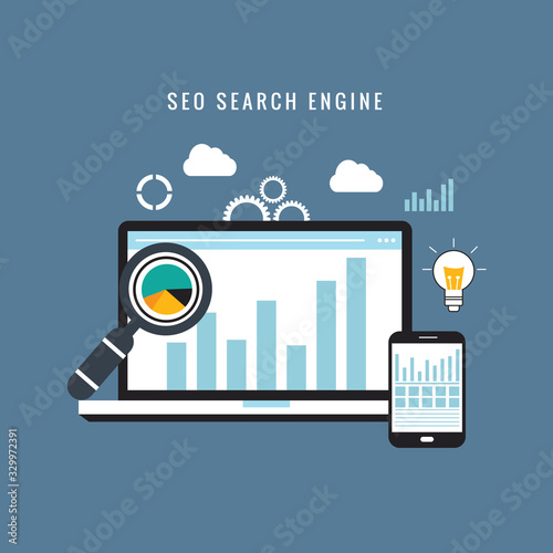 Analytics graph and seo business concept
