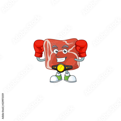 A sporty boxing of beef mascot design style