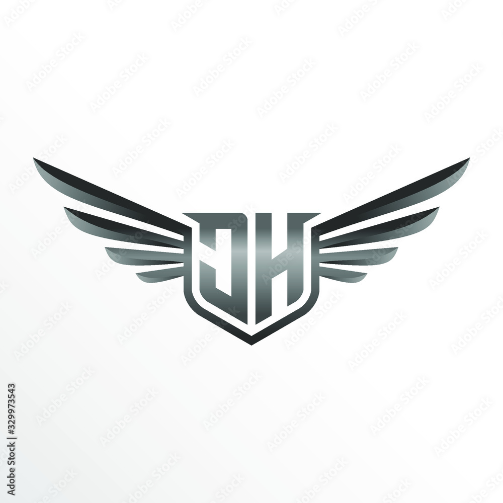 Initial Letter JH with Wings Initial Letter JH with Wings