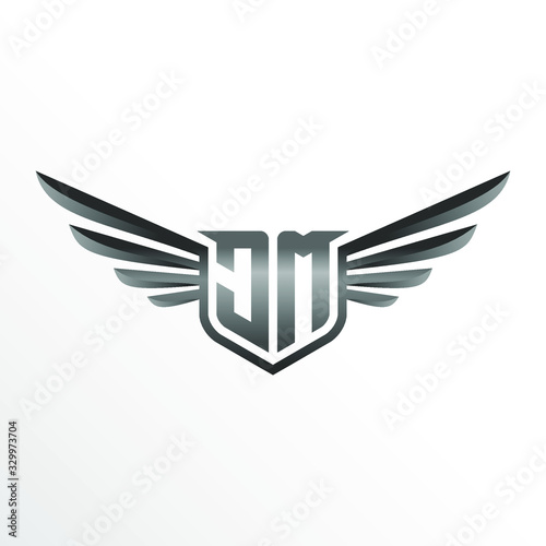 Initial Letter JM with Wings