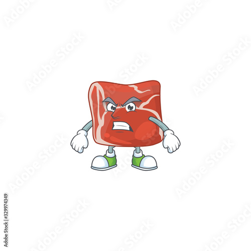 Charming beef mascot design style waving hand