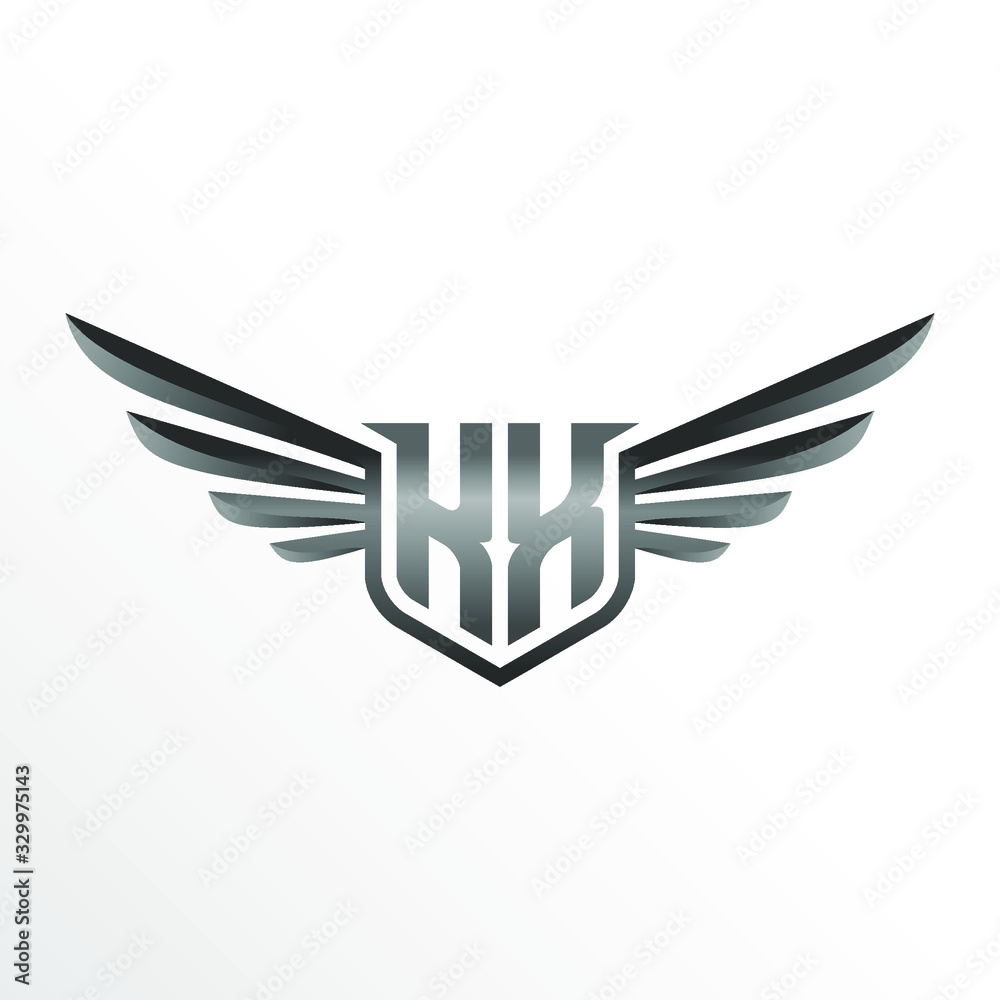 Initial Letter KK with Wings Initial Letter KK with Wings
